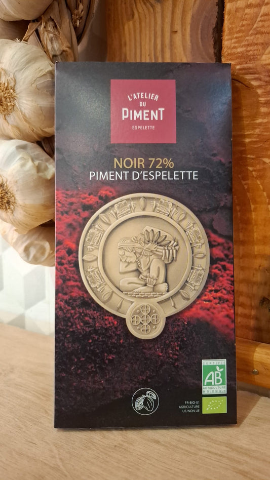 Chocolat noir 72% au piment d'Espelette